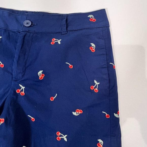 St John's Bay Navy Chino Shorts with Embroidered Cherries Size 12 - Picture 2 of 8